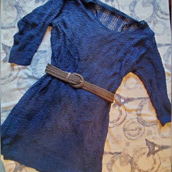 Maurices gorgeous blue crochet over lined dress. - Picture 5 of 11